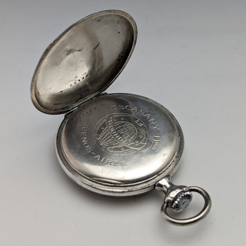 Early 20th century Antique MOVADO pocket watch Carriage carved silver side case Works well