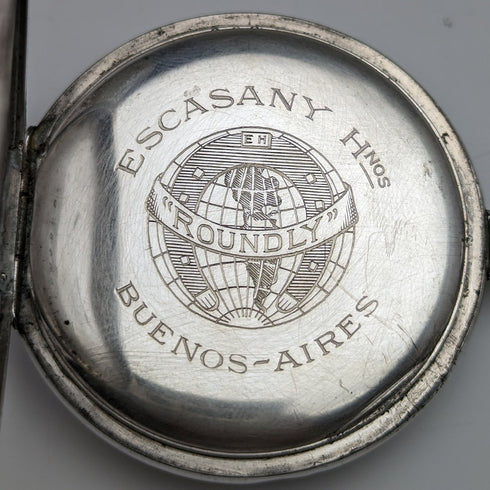 Early 20th century Antique MOVADO pocket watch Carriage carved silver side case Works well