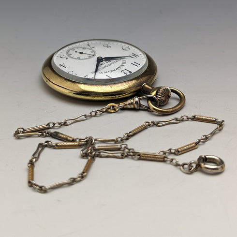 Around 1900 Swiss antique Mumei pocket watch works well with chain