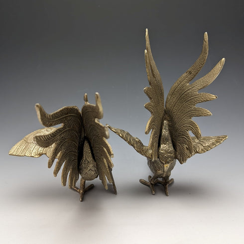 英國復古錫鑞鬥雞雕像一對中號