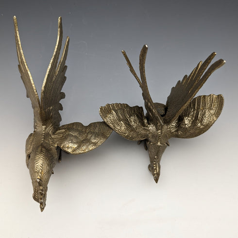 英國復古錫鑞鬥雞雕像一對中號