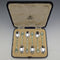 1938 British vintage enamel decorated sterling silver teaspoon set of 6 in a case MAPPIN and WEBB
