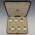 1938 British vintage enamel decorated sterling silver teaspoon set of 6 in a case MAPPIN and WEBB