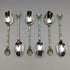 1938 British vintage enamel decorated sterling silver teaspoon set of 6 in a case MAPPIN and WEBB