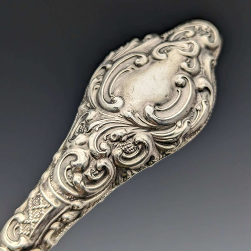 1913 British Antique Pure Silver Handle Shoehorn Button Hook Set in Case J & R Griffin