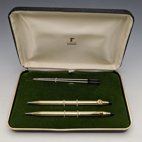 Vintage Cross: CROSS Gold Filled Ballpoint Pen/Pencil Set with Spare Refill