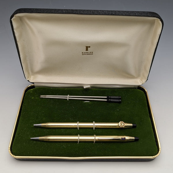Vintage Cross: CROSS Gold Filled Ballpoint Pen/Pencil Set with Spare Refill