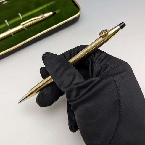 Vintage Cross: CROSS Gold Filled Ballpoint Pen/Pencil Set with Spare Refill