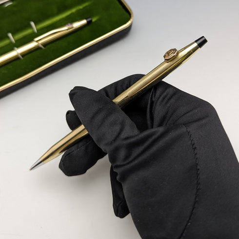 Vintage Cross: CROSS Gold Filled Ballpoint Pen/Pencil Set with Spare Refill