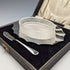1930s British Vintage Pure Silver & Glass Inner Butter Dish in Case