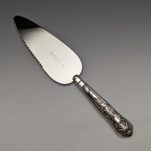 1981 British Vintage Sterling Silver Handle Cake Slicer Boxed Harrison Brothers