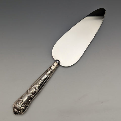 1981 British Vintage Sterling Silver Handle Cake Slicer Boxed Harrison Brothers