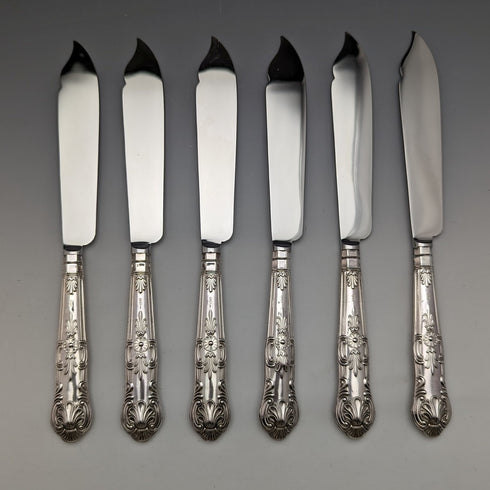 1973年 英国ヴィンテージ 純銀製ハンドル カトラリー6ペアセット 箱入り Harrison Brothers