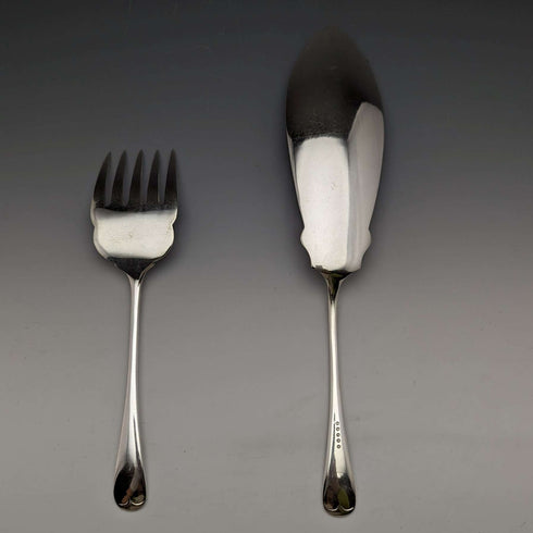 Around 1910 British antique silver plate fish server set in box Levesley Brothers