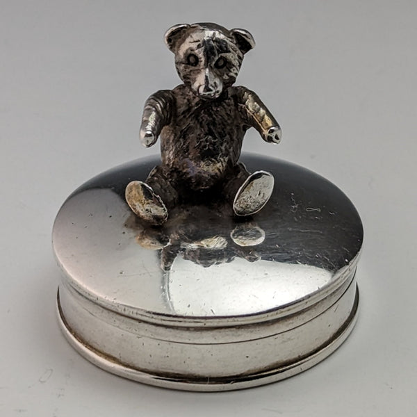 Vintage Sterling Silver Pill Case Teddy Bear CME