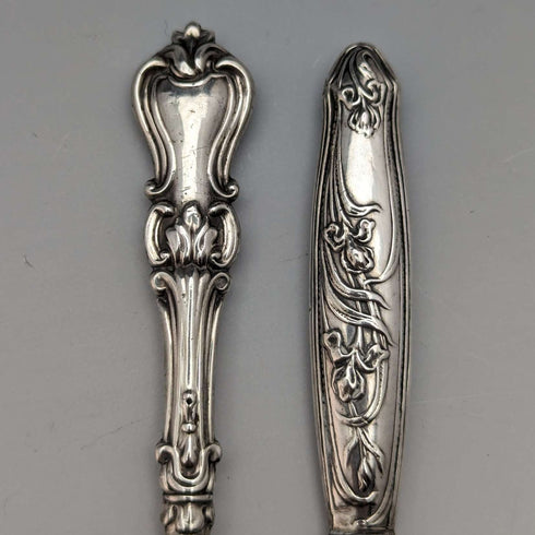 Around 1910 British antique silver plate handle button hook set of 9