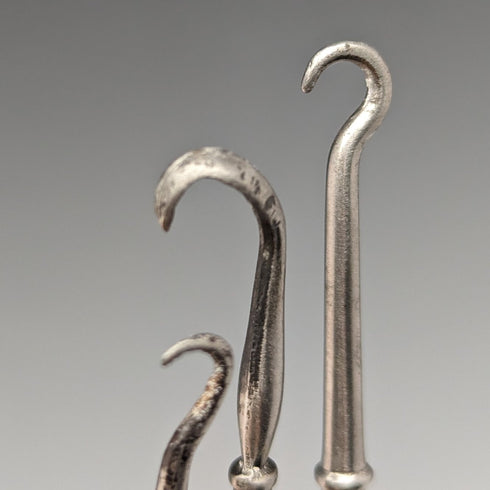 Around 1910 British antique silver plate handle button hook set of 9