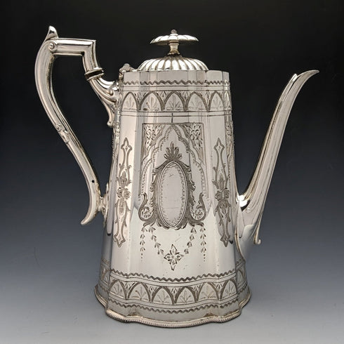 1885年代 英国アンティーク ブリタニアメタル製 コーヒーサーバ William Tyler