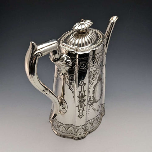 1885 British Antique Britannia Metal Coffee Server William Tyler