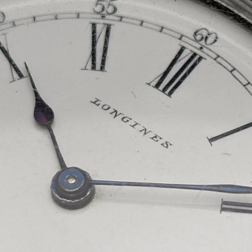 Around 1886 Antique Longines pocket watch silver side niello case works well