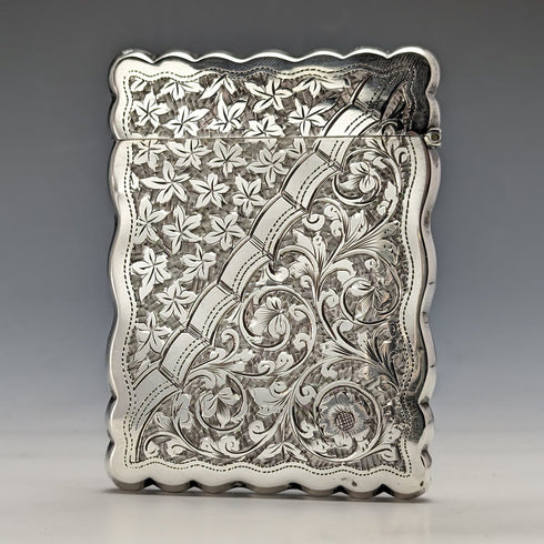 1901 British antique sterling silver card case 58g GEORGE LOVERIDGE
