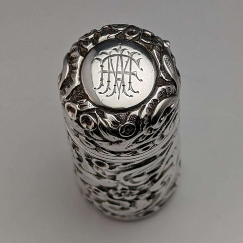 1896 British Antique Sterling Silver Relief Bird Sculpture Portable Perfume Bottle Sampson Mordan