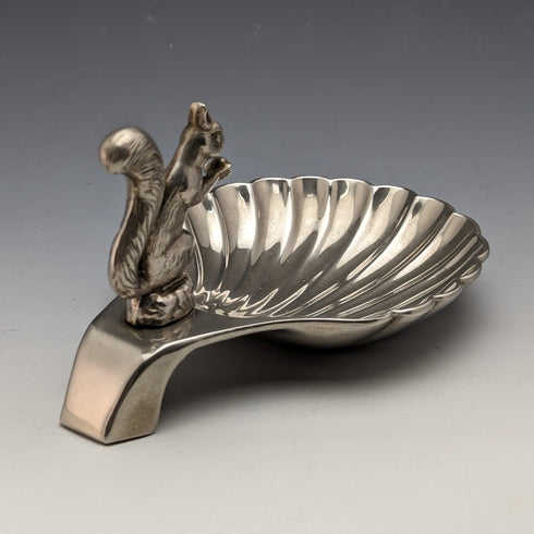 英國復古鍍銀松鼠裝飾貝殼堅果盤