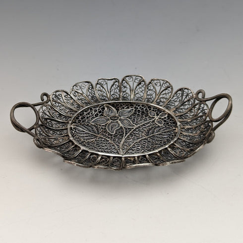 約 1900 年古董銀花花絲托盤
