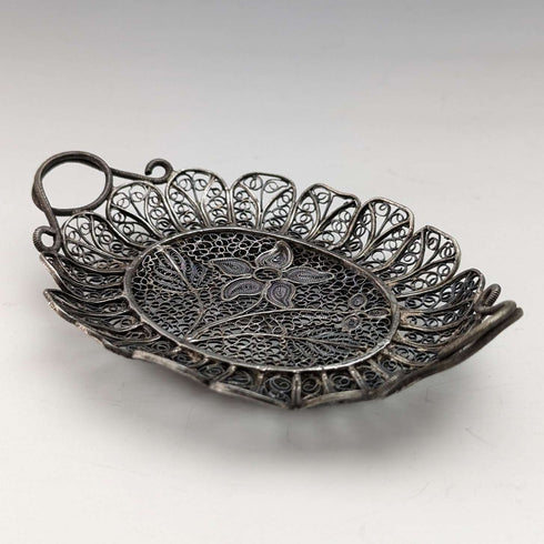 約 1900 年古董銀花花絲托盤