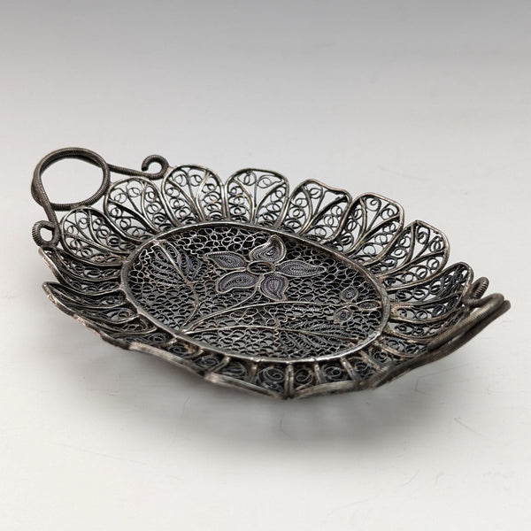 約 1900 年古董銀花花絲托盤