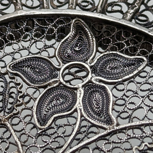約 1900 年古董銀花花絲托盤