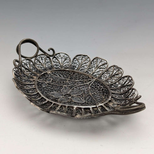約 1900 年古董銀花花絲托盤