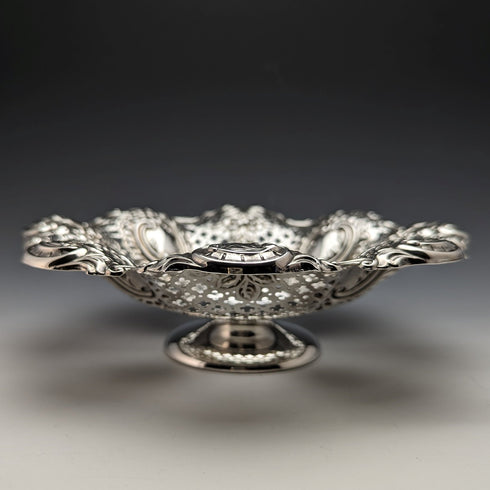 1897 年英國古董純銀耳環裝飾碗帶腿大小一對共 340 克 MAPPIN BROS