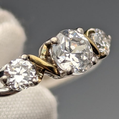 英國復古珠寶立方氧化鋯純銀和 9 克拉金戒指