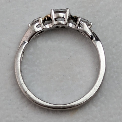 英國復古珠寶立方氧化鋯純銀和 9 克拉金戒指