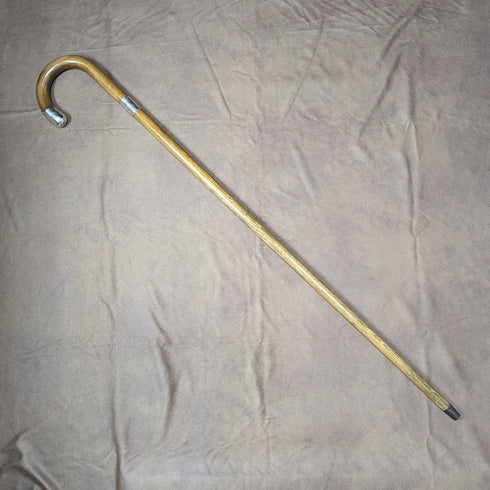 1922年 英国アンティーク 紳士用ステッキ 茶軸 純銀装飾 曲がりハンドル 92cm