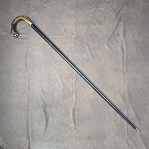 1900年頃 英国アンティーク 紳士用ステッキ フクロウ装飾 曲がりホーンハンドル 90cm