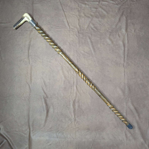 Around 1895 British Antique Men's Walking Stick Antler Clutch Handle Twist Shaft 85cm