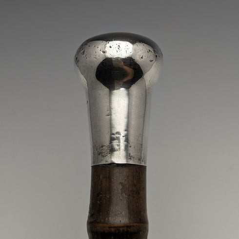 1918年 英国アンティーク 紳士用ステッキ 竹軸 純銀製 丸ハンドル 91cm