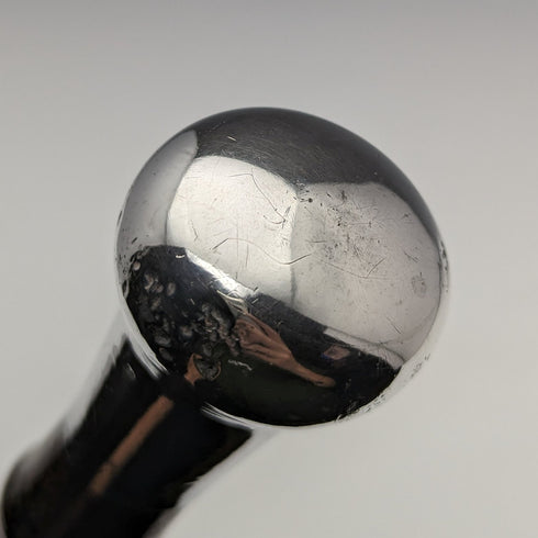 1918年 英国アンティーク 紳士用ステッキ 竹軸 純銀製 丸ハンドル 91cm