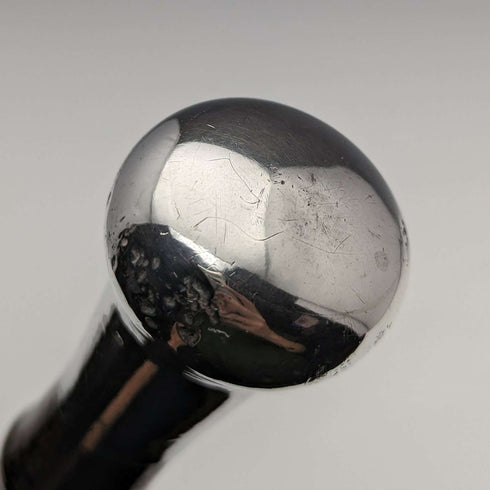 1918 British antique gentleman's walking stick, bamboo shaft, pure silver, round handle, 91cm