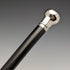 1922 British antique gentleman's walking stick, black shaft, pure silver, round handle, 92cm