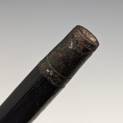 1922 British antique gentleman's walking stick, black shaft, pure silver, round handle, 92cm