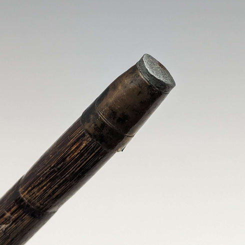 Around 1910 British antique thin cane pure silver bent handle 86cm