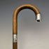 1922 British Antique Gentleman's Walking Stick, Brown Handle, Pure Silver Decoration, Curved Handle, 92cm