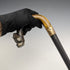 Around 1900 British antique gentleman's walking stick with owl decoration, curved horn handle 90cm