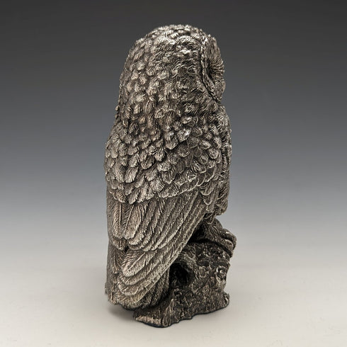 英國鄉村藝術家貓頭鷹純銀雕塑雕像