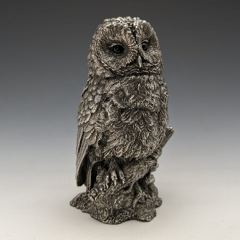 英國鄉村藝術家貓頭鷹純銀雕塑雕像