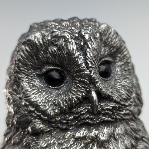 英國鄉村藝術家貓頭鷹純銀雕塑雕像
