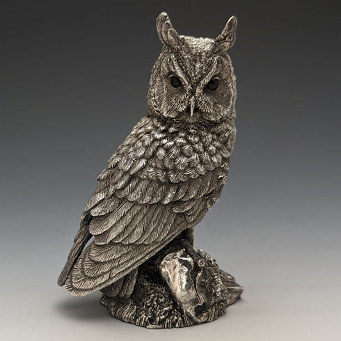 英國 Country Artists 公司 貓頭鷹 純銀鍍層雕刻 擺飾公仔